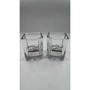 Set of 2 Jack Daniels Square Whiskey Tumbler Glass Cups Lowball Set Gold